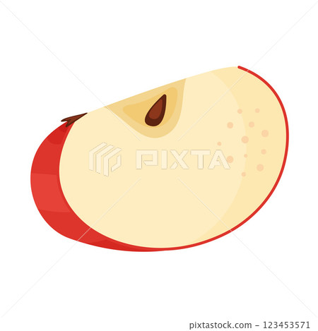 Slice of fresh Red apple fruit, fresh garden fruit. Hand drawn food clipart Flat style 123453571