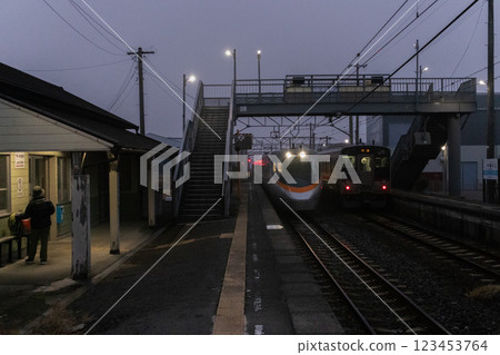 Deserted station in the fog 123453764
