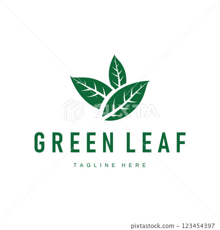 fresh green leaf logo simple green leaf plant nature concept illustration template 123454397