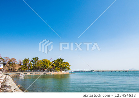 Zeze Castle Ruins Park, Lake Biwa scenery, Otsu City, Shiga Prefecture 123454638