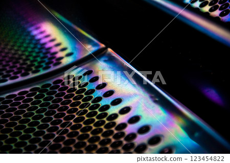 Interference fringes on stainless steel 123454822