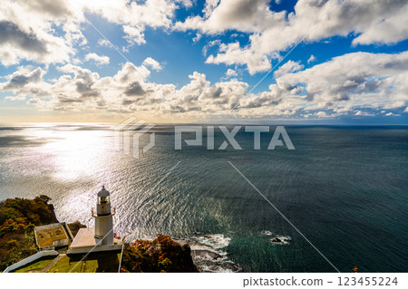 The lighthouse, sea and sky seen from Cape Chikyu Observatory 123455224