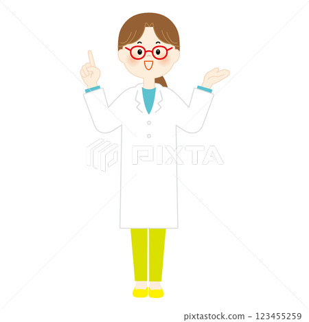 Medical worker, woman in white coat, whole body 123455259