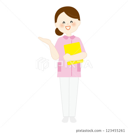 Guiding medical staff, female, whole body Guiding medical staff, female, whole body 123455261