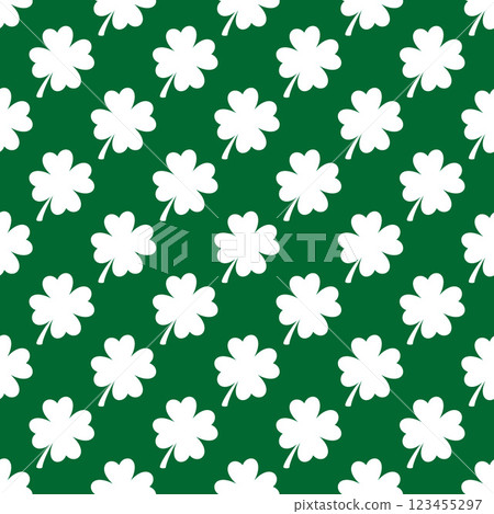 Saint Patricks Day shamrock seamless pattern. Shamrock leaves on green background. St. Patricks Day backdrop. Vector template for fabric, textile, wallpaper, wrapping paper, scrapbooking, etc. Saint Patricks Day shamrock seamless pattern. Shamrock leaves on green background. St. Patricks Day backdrop. Vector template for fabric, textile, wallpaper, wrapping paper, scrapbooking, etc. 123455297