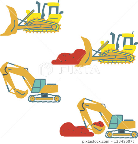建築工地使用的工作車輛和重型機械的庫存插圖材料 123456075