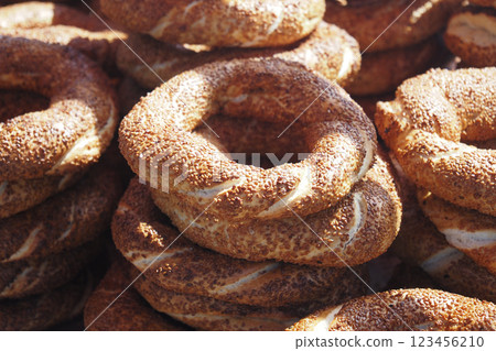 Turkish Bagel Simit selling in a van  123456210