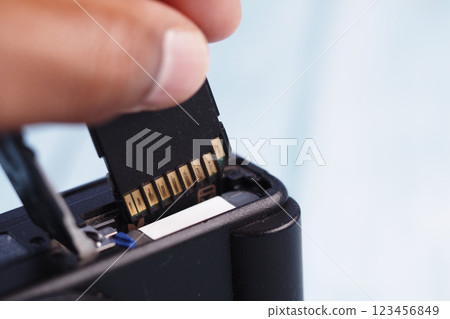 Inserting memory card into electronic device for data storage Inserting memory card into electronic device for data storage 123456849