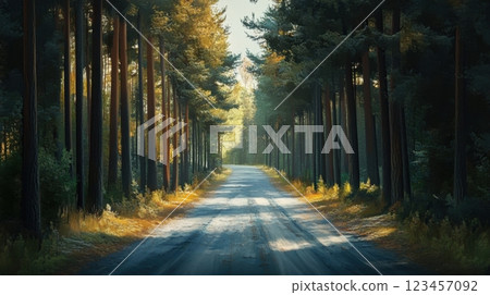 A road with trees on both sides A road with trees on both sides 123457092