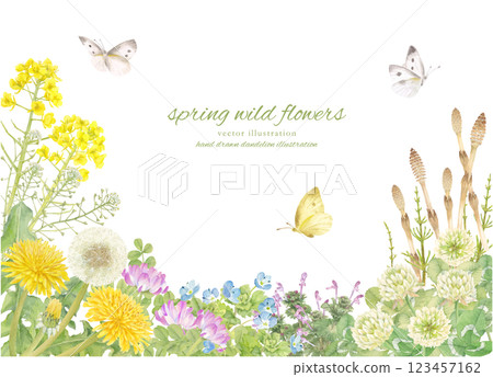 用水彩手繪春花裝飾的背景框架 123457162