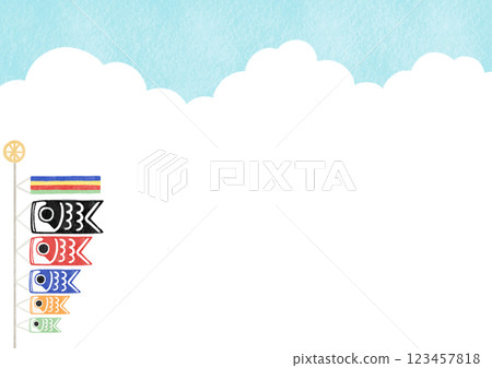 簡單的水彩風格鯉魚旗在天空中游動 簡單的水彩風格鯉魚旗在天空中游動 123457818