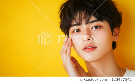 Young man with skin concerns AI 123457842