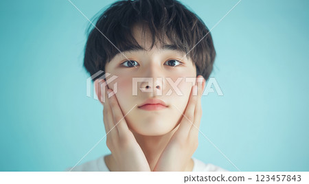 Young man with skin concerns AI 123457843