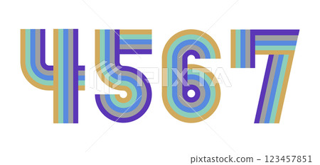4,5,6,7 Numbers Design Rainbow Color 3 123457851
