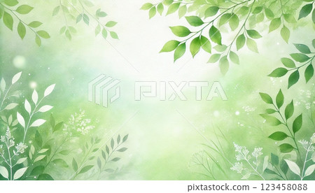 新鮮綠葉飄落的背景插圖 123458088