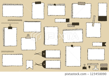 手繪風格粗備忘錄框架向量插圖集可愛簡單 123458090