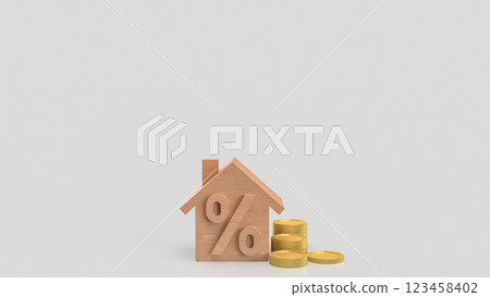 The Wood House and percent for Property or real estate concept 3d rendering. 123458402