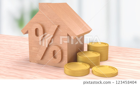 The Wood House and percent for Property or real estate concept 3d rendering. 123458404