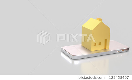 The House on mobile for property or real estate  concept 3d Rendering. 123458407