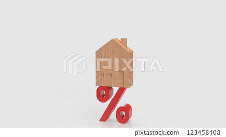 The Wood House and percent for Property or real estate concept 3d rendering. 123458408