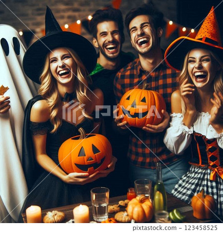 享受萬聖節派對的年輕人 123458525