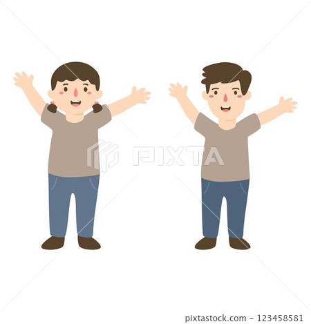 Happy kids jumping together illustration Happy kids jumping together illustration 123458581