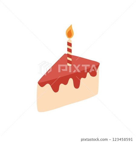 slice of birthday cake and candle 123458591