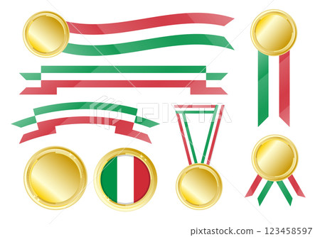 Italian flag illustration set (banner-style design set) Italian flag illustration set (banner-style design set) 123458597