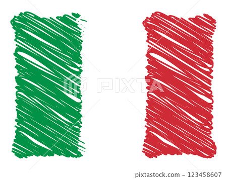 Illustration of the Italian flag in a loose, hand-drawn style Illustration of the Italian flag in a loose, hand-drawn style 123458607