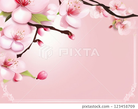 粉紅色背景的櫻花花留言卡 123458709