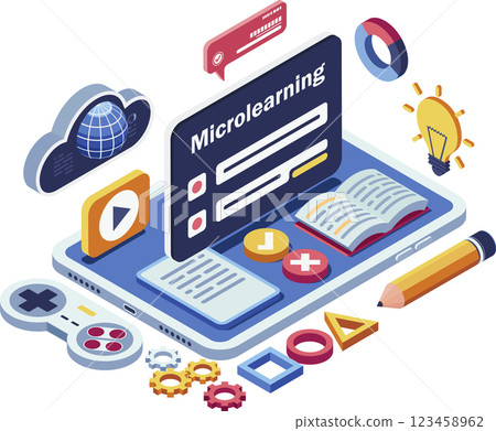 Isometric Microlearning with Educational Icons and Digital Tools Isometric Microlearning with Educational Icons and Digital Tools 123458962