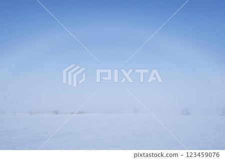 A misty arch in the snowy fields of Hiruzen Highlands A misty arch in the snowy fields of Hiruzen Highlands 123459076