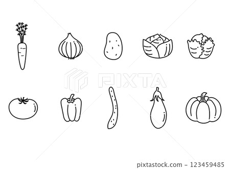 插畫素材:簡單的蔬菜圖示、線畫插圖集 插畫素材:簡單的蔬菜圖示、線畫插圖集 123459485