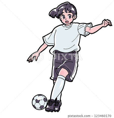 Illustration of a girl playing soccer 123460170