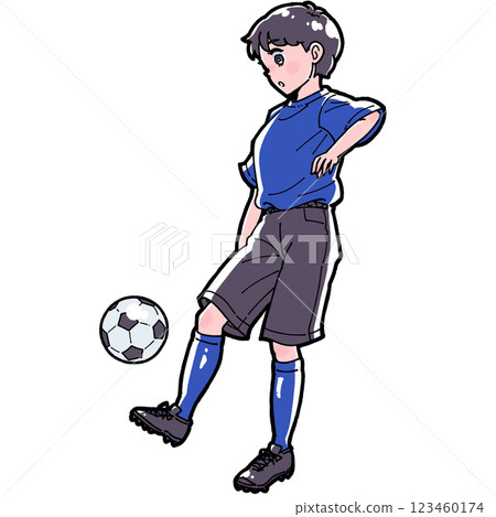 一個女孩踢足球的插圖 一個女孩踢足球的插圖 123460174