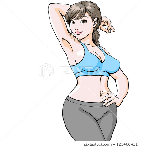 Young woman in sportswear making sexy poses_Glamour 123460411