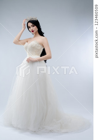 Beauty in bridal lingerie showcasing elegance and grace in a tranquil setting 123460509