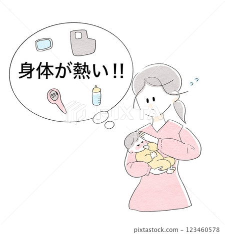 Woman observing her baby's discomfort 123460578