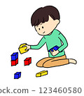 Boy playing with blocks 123460580