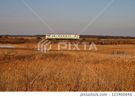 橫跨由伏津川的日高本線普通列車 123460848