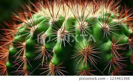 High-Resolution Macro Texture of a Cactus with Tiny Sharp Spines Emerging from Its Vibrant Green Surface 123461366