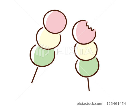 三色餃子/日本糖果/賞櫻花/手繪向量線描插畫 123461454