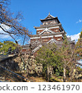 A castle in late autumn with a clear blue sky in the background 123461970