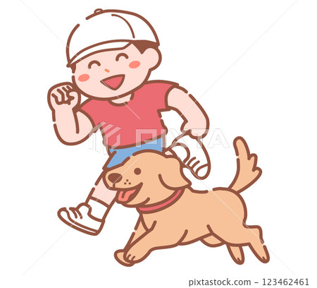 Running boy and dog Running boy and dog 123462461
