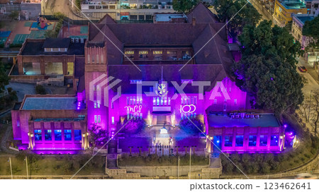 Feb 17 2025 Beautifully Illuminated Historic Brick Chapel Surrounded Feb 17 2025 Beautifully Illuminated Historic Brick Chapel Surrounded 123462641