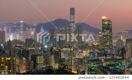 Feb 17 2025 Illuminated Urban Skyline at Night Showcasing City Lights 123462644