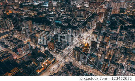 Feb 17 2025 View of a Cityscape Illuminated at Night with Vibrant City 123462653