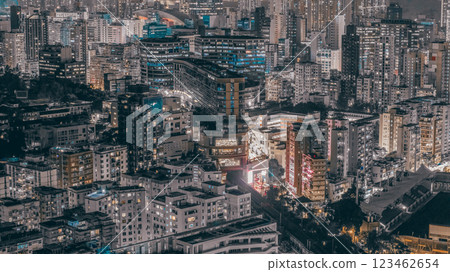 Feb 17 2025 Illuminated Urban Skyline at Night Showcasing City Lights 123462654