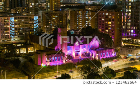 Feb 17 2025 Beautifully Illuminated Historic Brick Chapel Surrounded 123462664