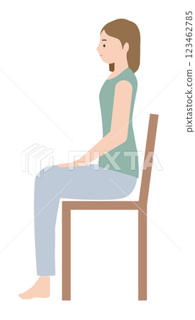Illustration of a woman sitting on a chair with ideal good posture 123462785